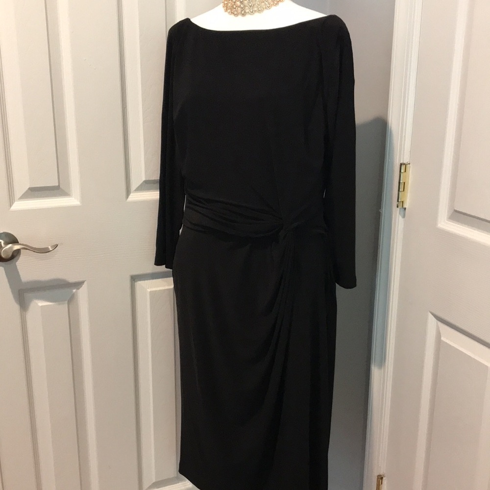 Evan Picone Black Boatneck Dress